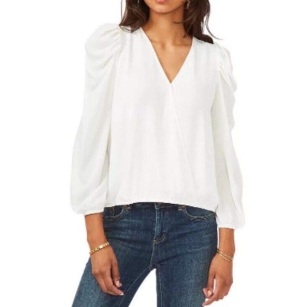 NWOT Sam And Jess ( J22-11 ) Surplice Puff - Sleeves Top Color Ivory Size P - Picture 6 of 6
